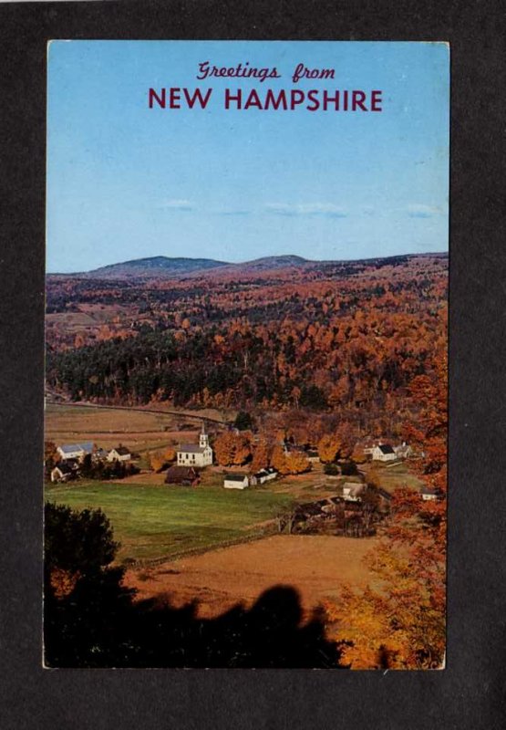 NH Greetings From New Hampshire Foliage Church Fall Scene Postcard