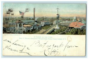 1908 Corner of Park Steeplechase Coney Island New York NY Cancel Postcard 