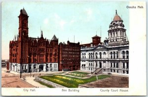 M-30181 City Hall Bee Building and County Court House Omaha Nebraska