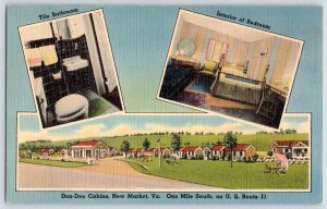 1940's DON-DEE CABINS MOTEL COTTAGES NEW MARKET VIRGINIA VA VINTAGE POSTCARD