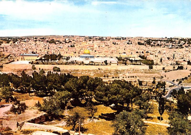 Israel Old Vintage Antique Post Card General view of Jerusalem From Mount Oli...