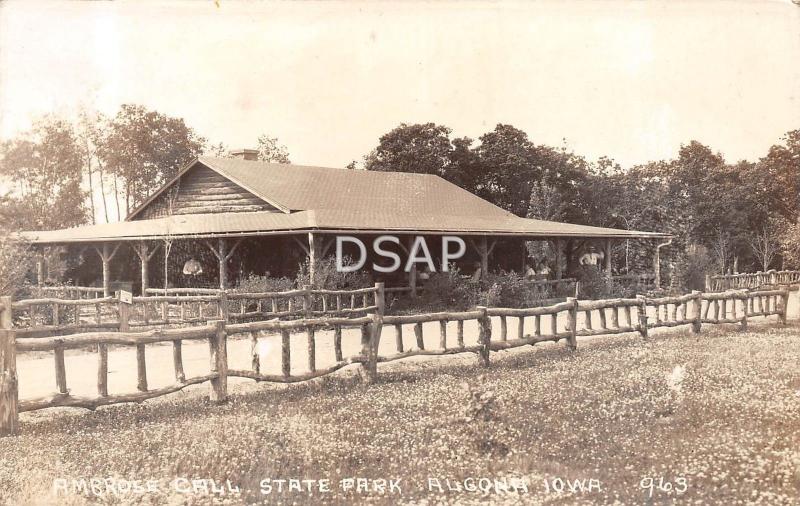 Iowa Ia Postcard Real Photo RPPC c1930s ALGONA Ambrose Call State Park Lodge