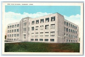 c1950's New High School campus Building Entrance View Stairs Danbury CT Postcard