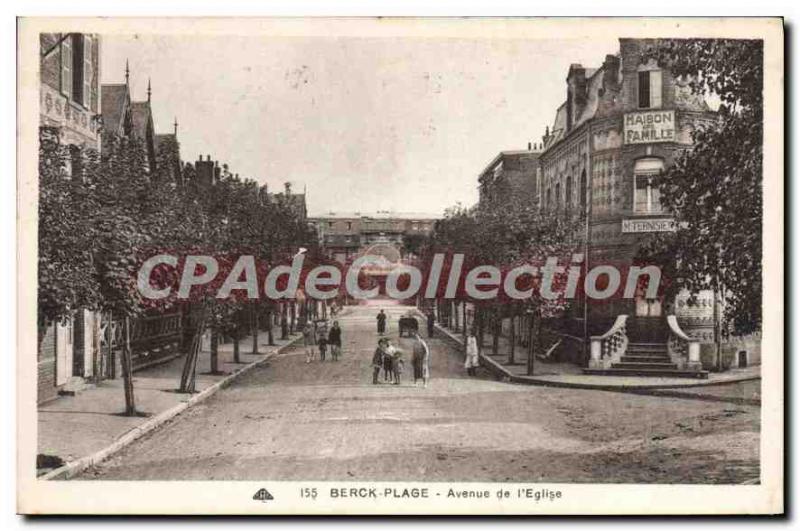 Old Postcard Berck Beach Avenue of the Church