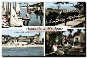 Modern Postcard Houlgate Boats sailing General view Shepherd Sheep The beach ...