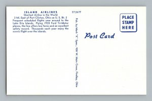 Airplane Postcard Island Airlines Port Clinton OH Ford Tri Motor W7