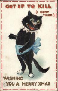 Christmas - Cute Black Comic Fantasy GOT UP TO KILL c1910 Postcard