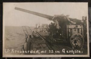 Mint Germany RPPC Real Picture Postcard WWI  U Boat Submarine 15cm Canon