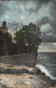 Dunkirk NY Lighthouse - at Dusk c1910 Postcard