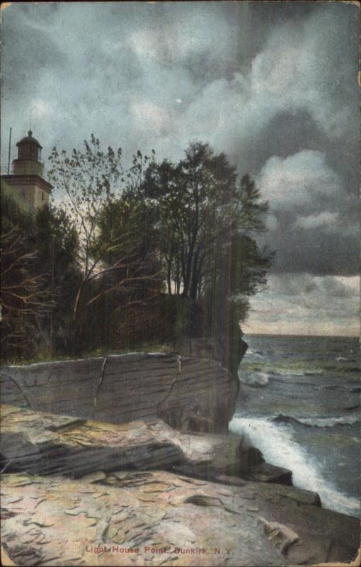 Dunkirk NY Lighthouse - at Dusk c1910 Postcard