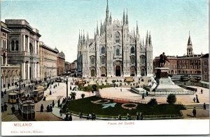 Vtg Milano Italy Piazza del Duomo Cathedreal Square City of Milan 1905 Postcard