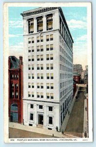 LYNCHBURG, Virginia VA ~ PEOPLES NATIONAL BANK Building c1940s Linen Postcard