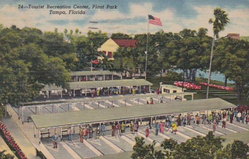 Florida Tampa Plant Park Tourist Recreation Center Shuffleboard Courts 1956 C...