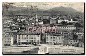 Grenoble Old Postcard Panorama of the City and the Alps
