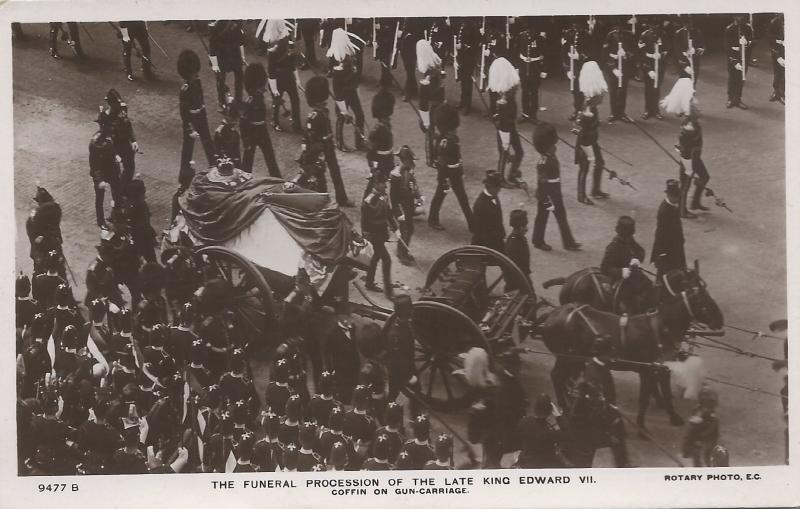 The Funeral Procession of King Edward VII, 1910 Real Photo Postcard, Unused