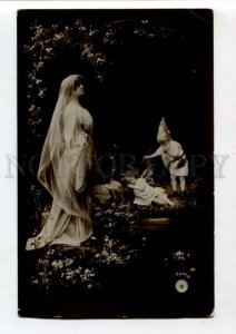 3115945 FAIRY & Elf GNOME vintage PHOTO 1904 RPPC