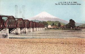 Japan Abekawa Bridge and Mt Fuji Scenic View Antique Postcard J78009