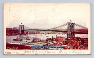 BROOKLYN BRIDGE NEW YORK MARY HOPPER PATERSON NJ POSTCARD EXCHANGE 1904