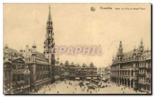 Old Postcard Brussels Hotel de Ville and Grand Place