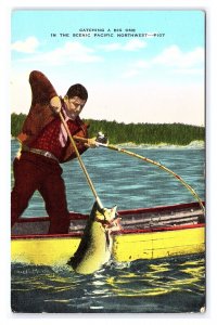 Catching A Big One In The Scenic Pacific Northwest Postcard