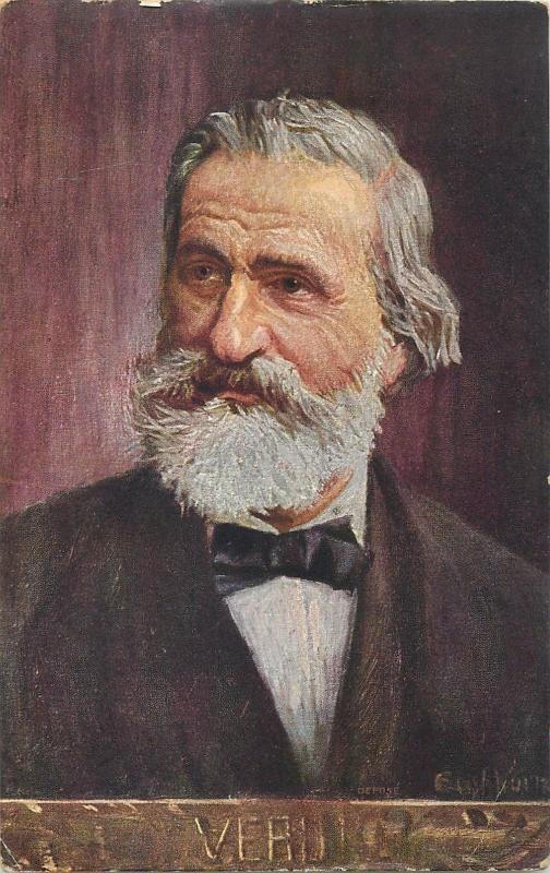 VERDI composer vintage artist signed postcard