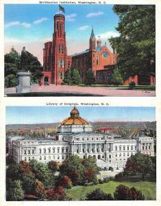 Washington, DC   SMITHSONIAN INSTITUTION & Library Of Congress   TWO Postcards