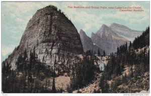 The Beehives and Bridal Falls, near Lake Louise Chalet, Canadian Rockies, Alb...