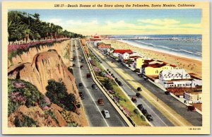 Beach Homes of Stars Along the Palisades Santa Monica California CA Postcard