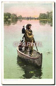 Postcard Ancient Indians Hiawatha Arrival