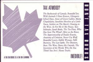 Tax Atwood? Canadian Political Protest Taxing Books 1999 Prime Minister Mulroney