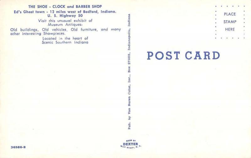 Bedford Indiana Clock Barber Shop Show Historic Bldgs Vintage Postcard K30963 