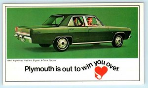 Car Advertising 1967 PLYMOUTH VALIANT Signet 4 Door Sedan- Automobile Postcard