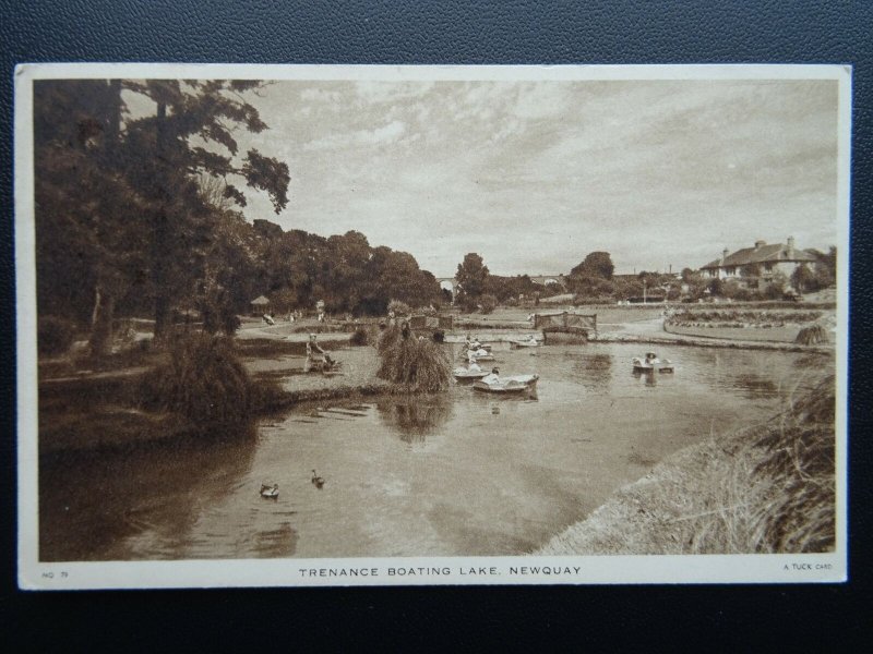 Cornwall NEWQUAY Trenance Boating Lake c1936 Postcard by Raphael Tuck NQ 79