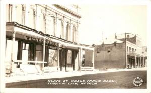 Frashers RPPC Postcard; Ruins of Wells Fargo Building, Virginia City NV unposted