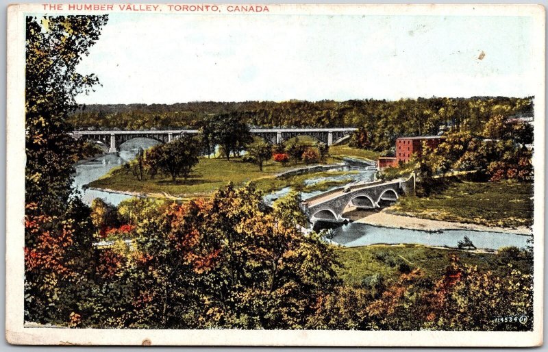 The Humber Valley Toronto Canada Bridge Landscape Trees Building Postcard