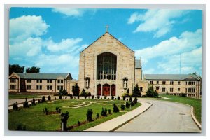 Vintage 1960's Postcard St. Patrick's Catholic Church School St. Rockford IL