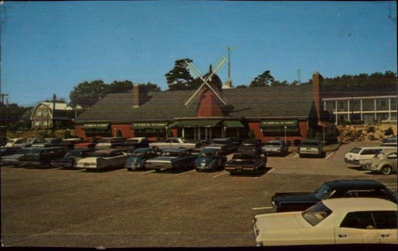 Buzzards Bay Cape Cod MA The Bourne Mill Postcard VW Bugs in Lot