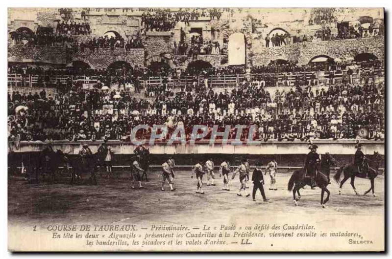 VINTAGE POSTCARD Preliminary Bullfight Paseo or procession o