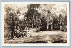 Cambodia Postcard Ave. of Giants Angkor c1930's Unposted Vintage RPPC Photo