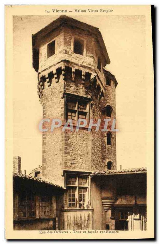 Old Postcard Vienna House of goldsmiths Victor Faugier Street Tower and Renai...