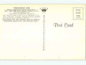 Unused Pre-1980 TREADWAY INN MOTEL & RESTAURANT West Chester PA u4790