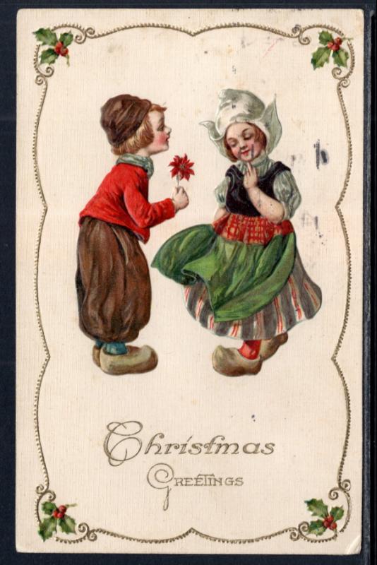 Christmas Greetings,Dutch Boy and Girl