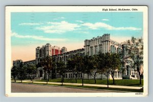 McAlester OK, High School Building, Street View, Vintage Oklahoma c1949 Postcard