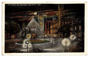 Antique The Circle by Moonlight, Syracuse, NY Postcard