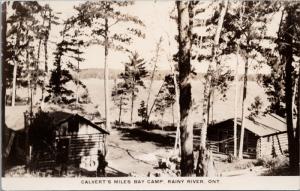 Calvert's Miles Bay Camp Rainy River Ontario ON Unused Real Photo Postcard E33