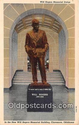 Will Rogers Memorial Statue Claremore, OK, USA Unused 