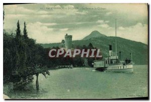 Old Postcard Lake Annecy Duingt Bridge and the Castle Boat