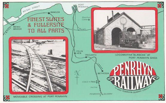 Penrhyn Railway Port Shed Felin Hen Map Train Old Blanche Train Poster Postcard