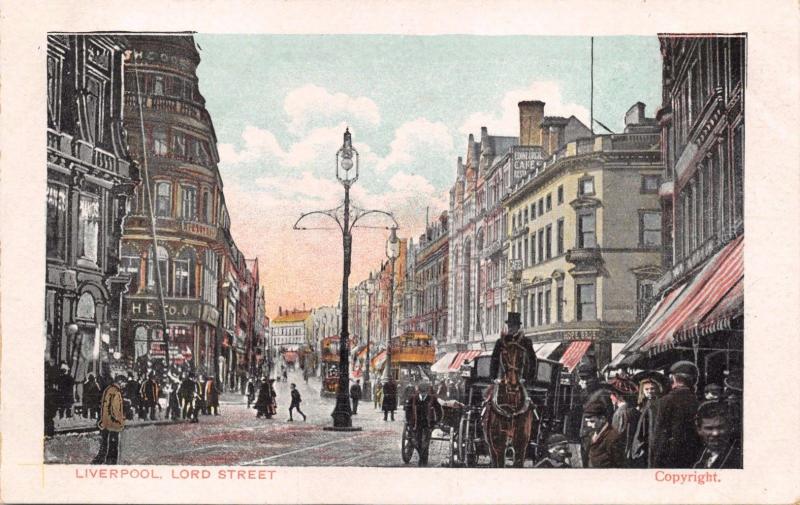 LIVERPOOL UK LORD STREET POSTCARD 1909