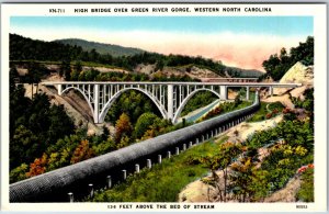 VINTAGE POSTCARD HIGH BRIDGE OVER GREEN RIVER GORGE WESTERN NORTH CAROLINA